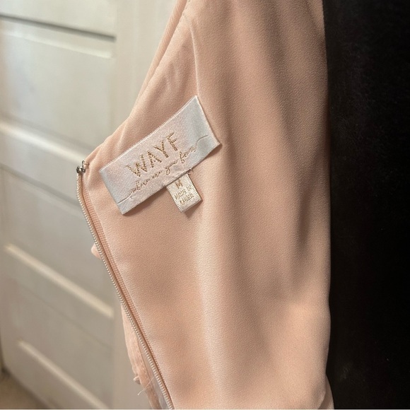 WAYF Women’s Formal Chiffon Wedding Prom Dress Medium Blush Pink Tiered Ruffle - Picture 8 of 12